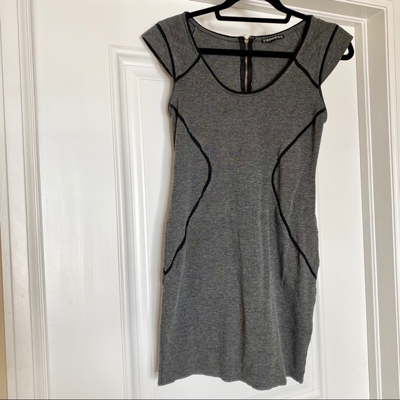 Express Bodycon Dress with Piping | Gray - Picture 1 of 3